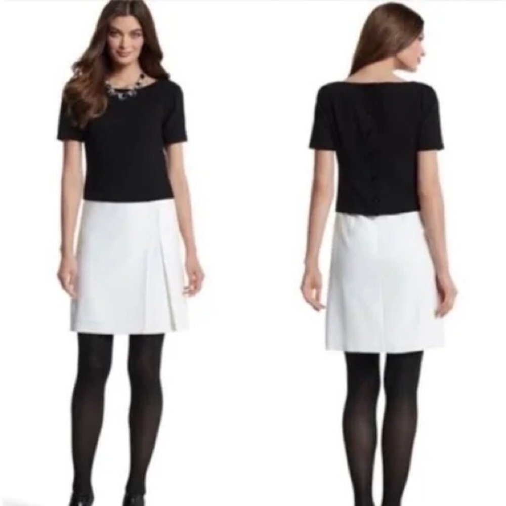 White House Black Market Black & White Colorblock Dress Size 4